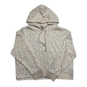 Forever 21 Leopard Print Hoodie Womens Large Tan Cream Excellent Relaxed Fit